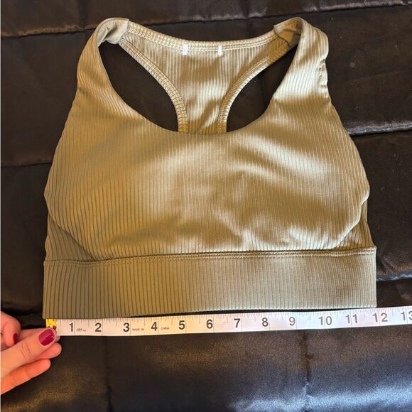 Green Ribbed Racerback Sports Bra - Picture 4 of 4